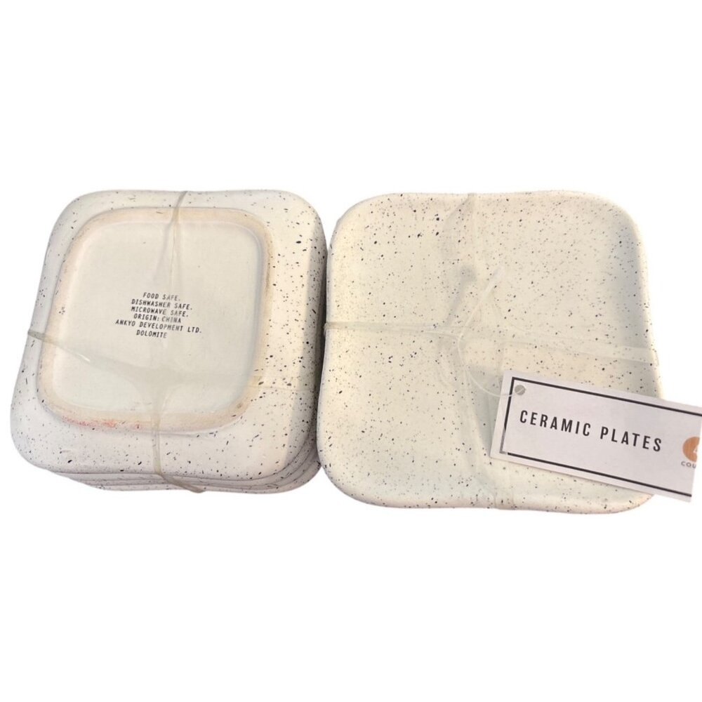 Ankyo Development Speckled Ceramic Set 4 Plates Food Safe Sturdy Everyday RARE - Picture 7 of 11